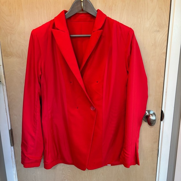 Loft Vibrant Red Blazer Size 8 Office Preppy Academia Washable Lined Pockets - Picture 9 of 13
